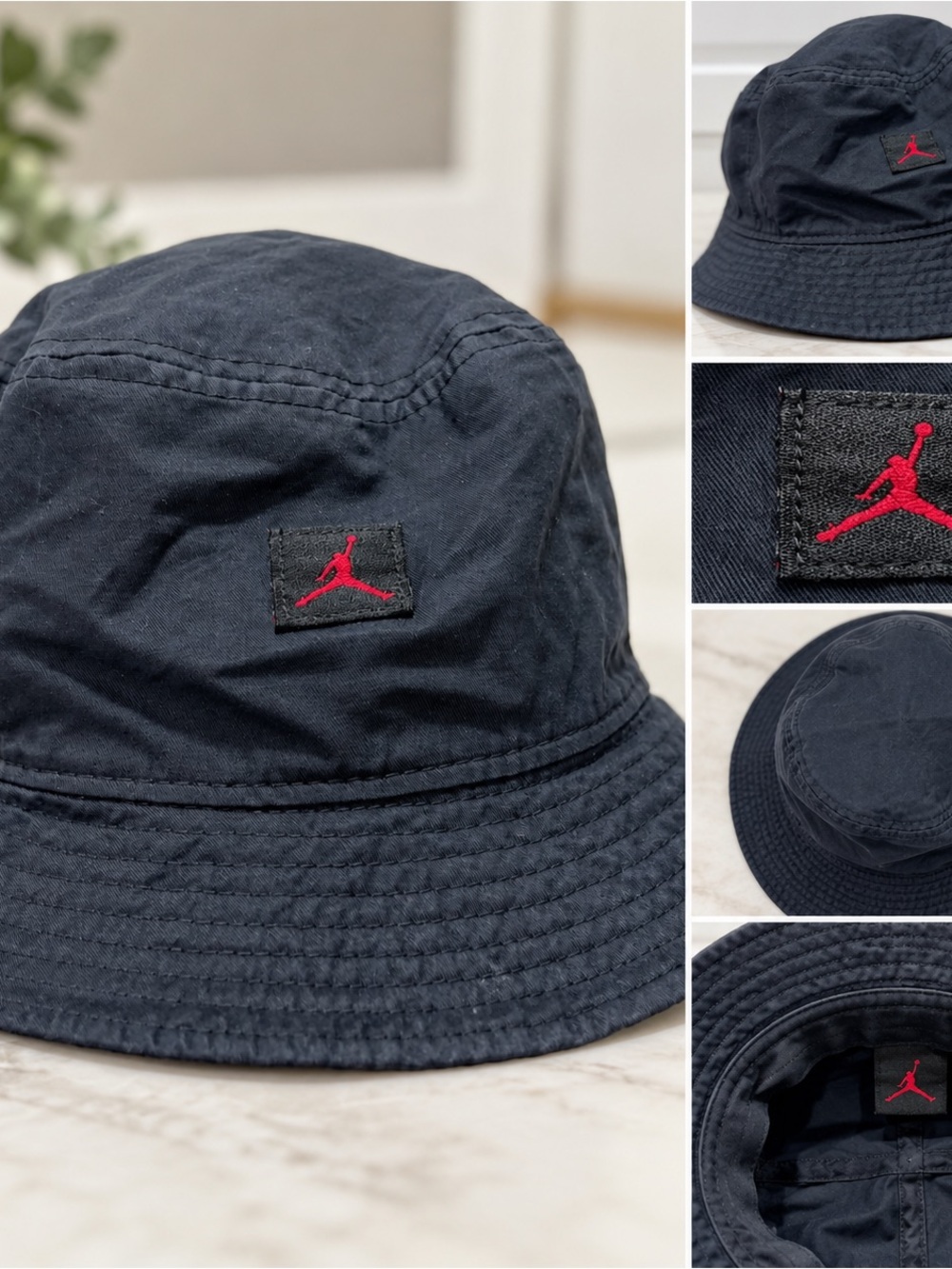 Jordan Men's Black Bucket Hat with Red Jumpman Logo Fisherman Outdoors